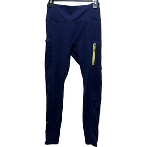 Fabletics Navy Blue Active Leggings – Size Medium – Neon Zipper Accents